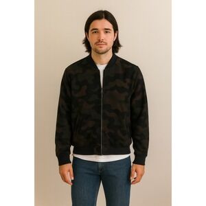 Outerknown Mens Camo Bomber Jacket Full Zip Wool Blend Coat‎ Size Medium